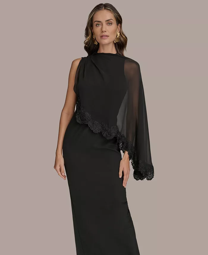 Alfani Donna Karan New York Women's Chiffon-Cape-Overlay Gown Women's Fashion Shoes & Accessories
