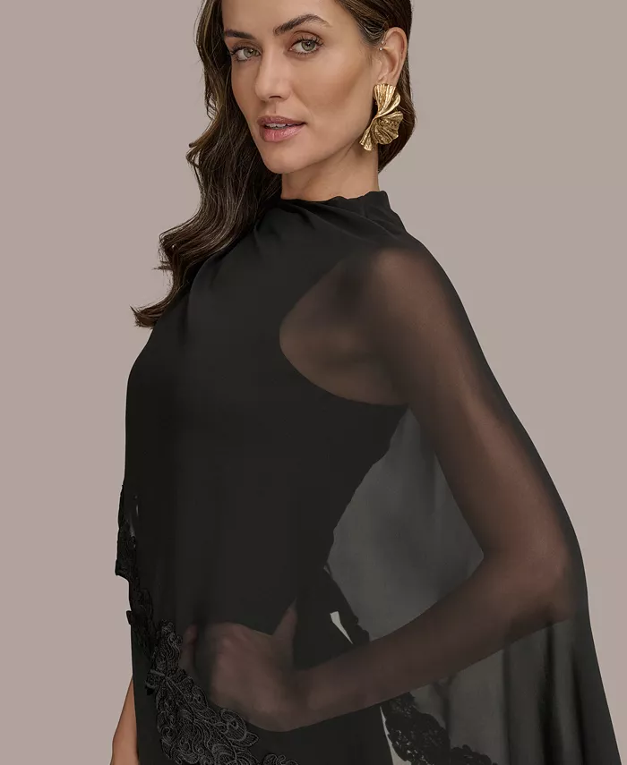 Alfani Donna Karan New York Women's Chiffon-Cape-Overlay Gown Women's Fashion Shoes & Accessories
