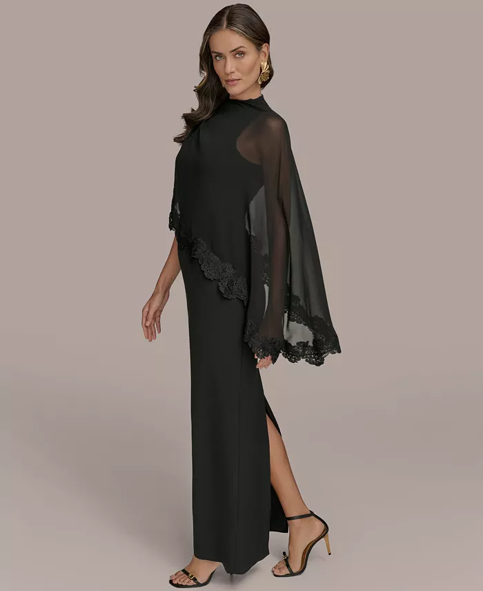 Alfani Donna Karan New York Women's Chiffon-Cape-Overlay Gown Women's Fashion Shoes & Accessories
