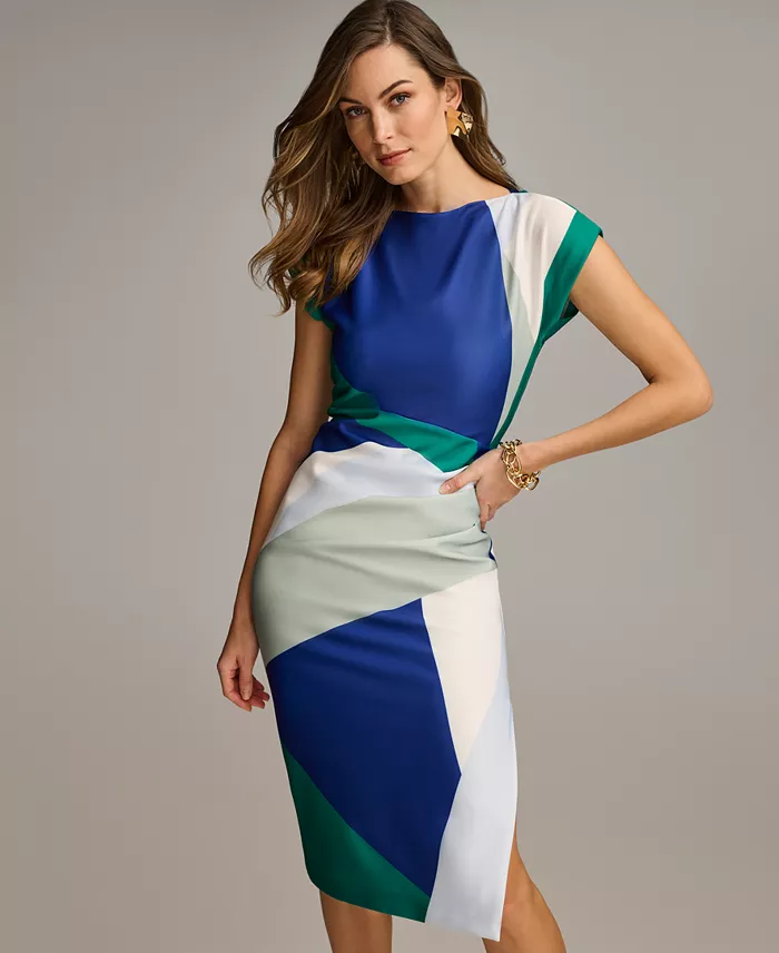 Alfani Donna Karan New York Women's Colorblocked Boat-Neck Dress Women's Fashion Shoes & Accessories
