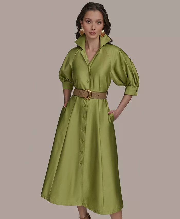 Alfani Donna Karan New York Women's Cotton Midi Shirtdress Women's Fashion Shoes & Accessories