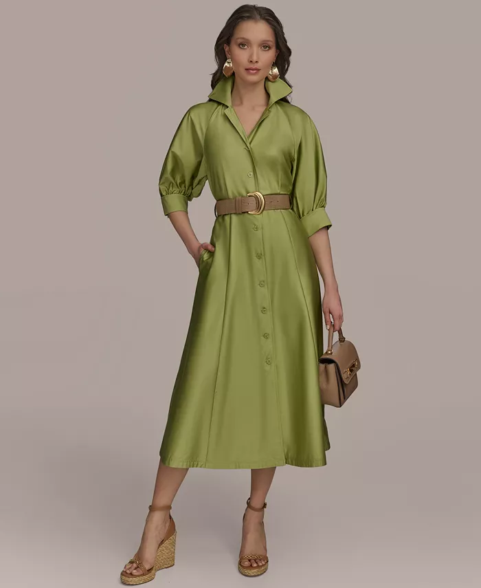 Alfani Donna Karan New York Women's Cotton Midi Shirtdress Women's Fashion Shoes & Accessories