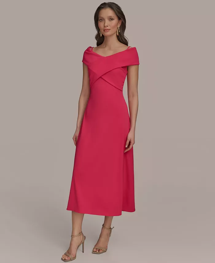 Alfani Donna Karan New York Women's Criss-Cross Off-Shoulder Dress Women's Fashion Shoes & Accessories