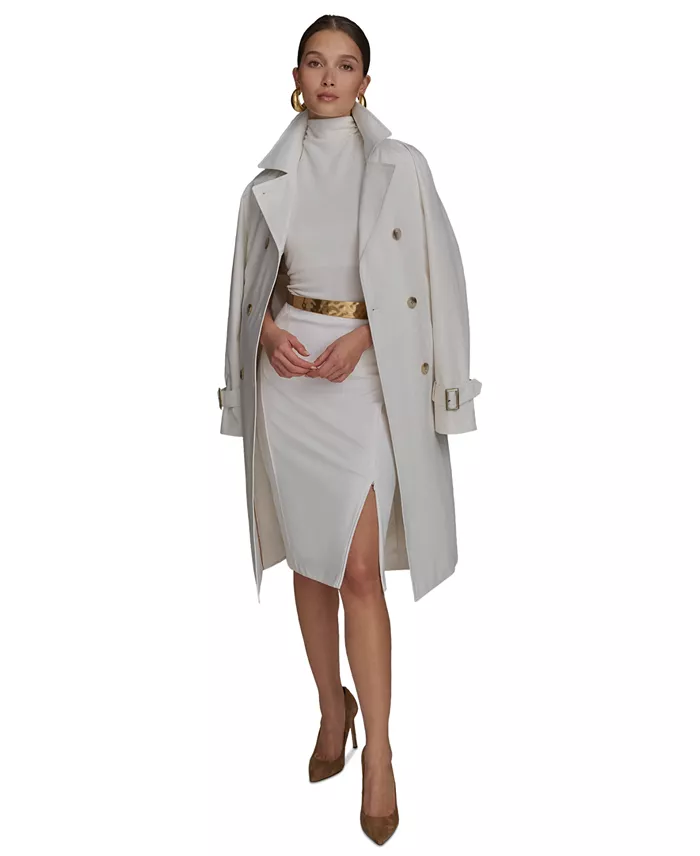 Alfani Donna Karan New York Women's Double-Breasted Trench Coat Women's Fashion Shoes & Accessories