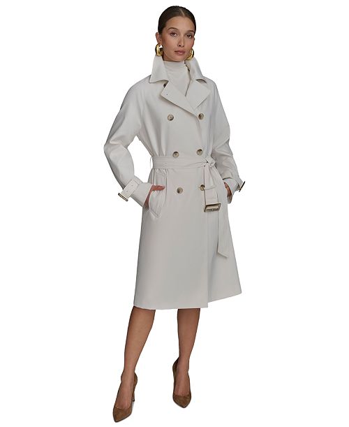 alfani Donna Karan New York Women's Double-Breasted Trench Coat Women's Fashion Shoes & Accessories