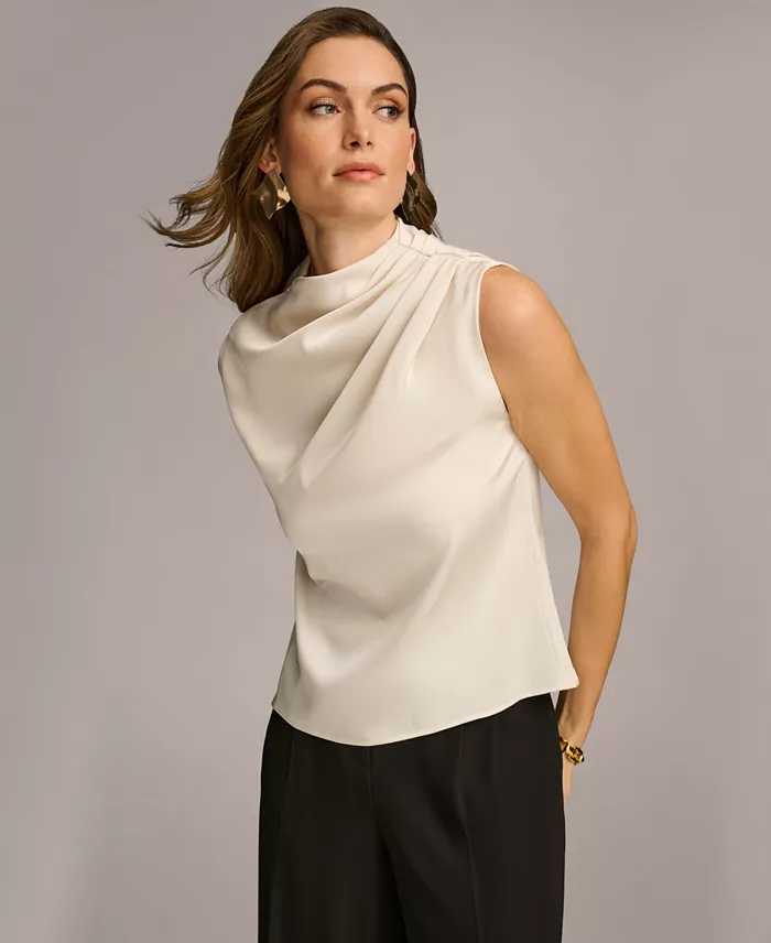 Alfani Donna Karan New York Women's Draped High Neck Sleeveless Top Regular & Petite Sizes Women's Fashion Shoes & Accessories