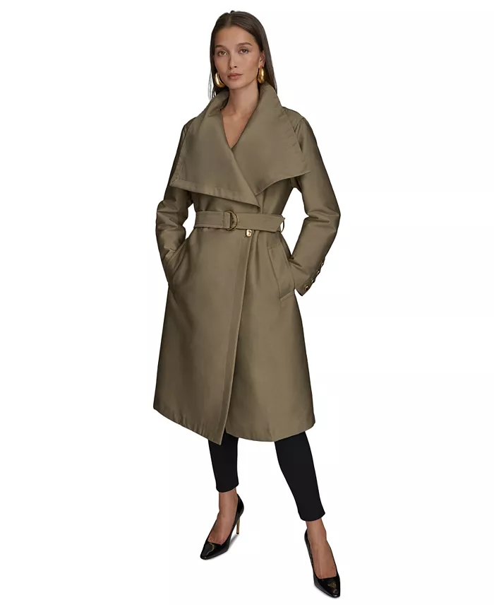 Alfani Donna Karan New York Women's Draped-Neck Trench Coat Women's Fashion Shoes & Accessories