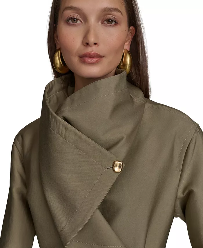 Alfani Donna Karan New York Women's Draped-Neck Trench Coat Women's Fashion Shoes & Accessories