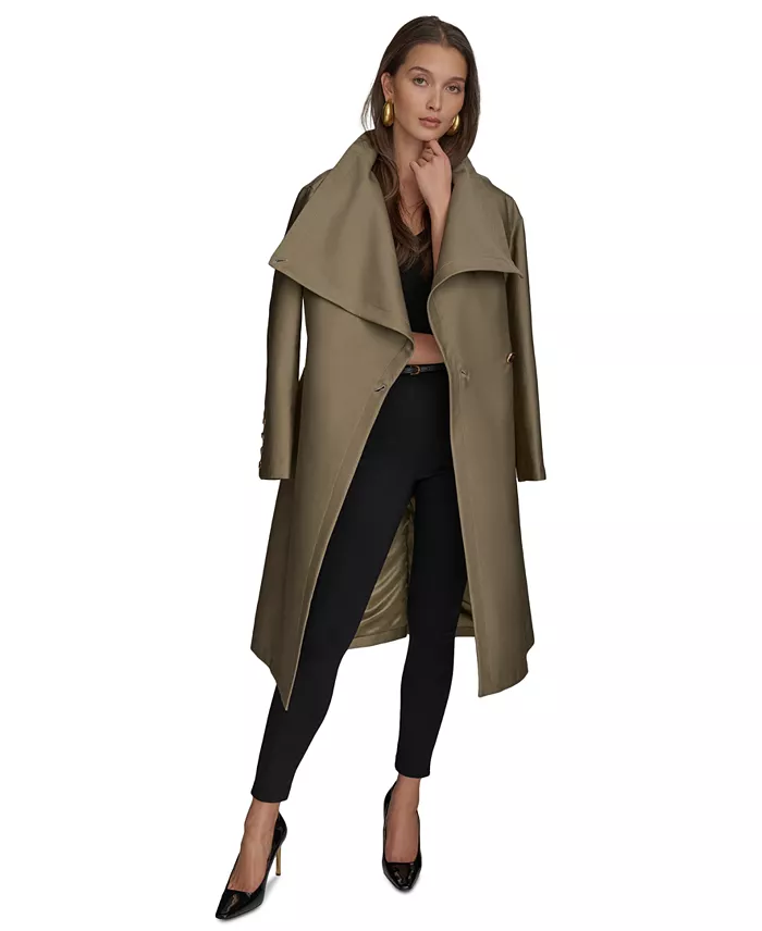 Alfani Donna Karan New York Women's Draped-Neck Trench Coat Women's Fashion Shoes & Accessories