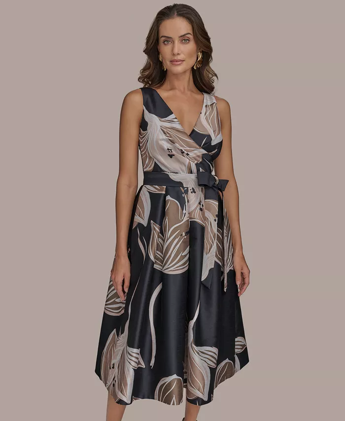 Alfani Donna Karan New York Women's Floral Midi A-Line Dress Women's Fashion Shoes & Accessories