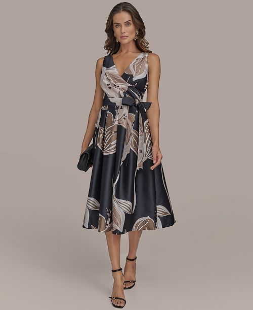 alfani Donna Karan New York Women's Floral Midi A-Line Dress Women's Fashion Shoes & Accessories