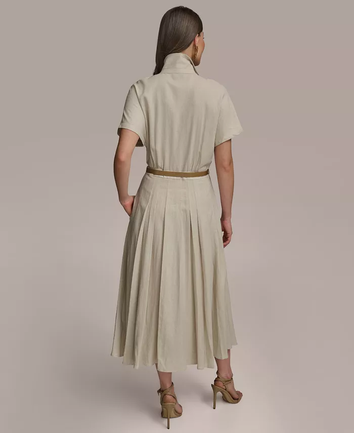 Alfani Donna Karan New York Women's Linen-Blend Belted Shirtdress Women's Fashion Shoes & Accessories