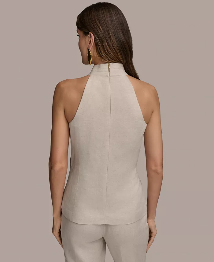 Alfani Donna Karan New York Women's Linen Blend Halter Vest Women's Fashion Shoes & Accessories