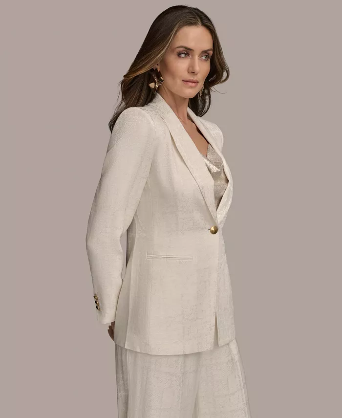Alfani Donna Karan New York Women's Linen-Blend Jacquard One-Button Blazer Regular & Petite Women's Fashion Shoes & Accessories