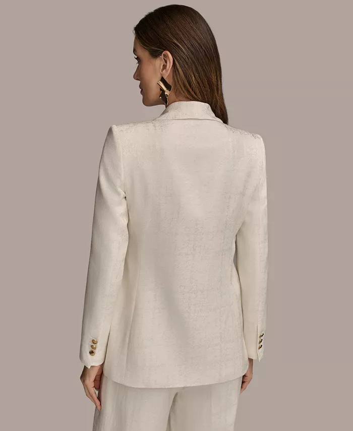 Alfani Donna Karan New York Women's Linen-Blend Jacquard One-Button Blazer Regular & Petite Women's Fashion Shoes & Accessories