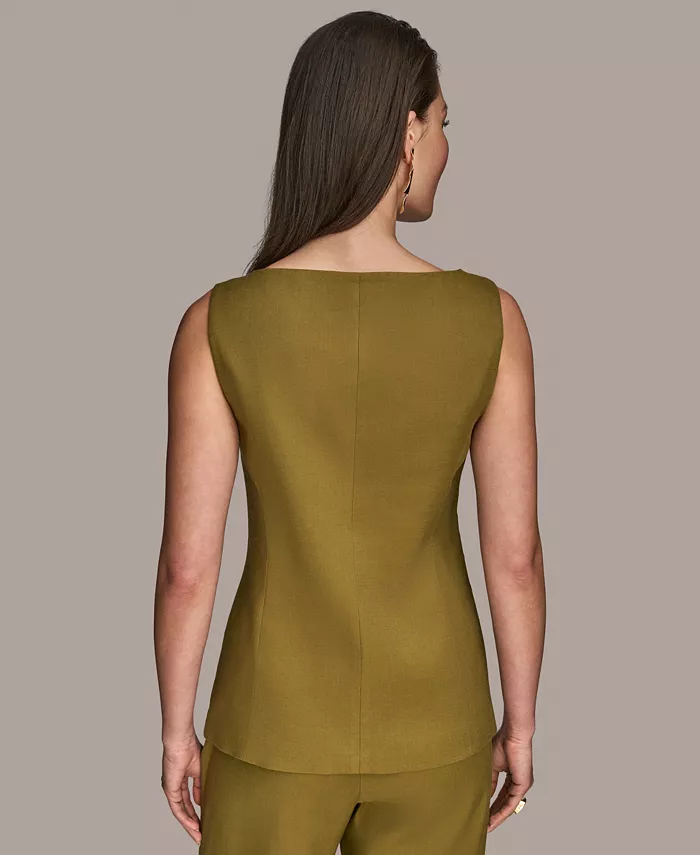 Alfani Donna Karan New York Women's Linen-Blend Vest Regular & Petite Women's Fashion Shoes & Accessories