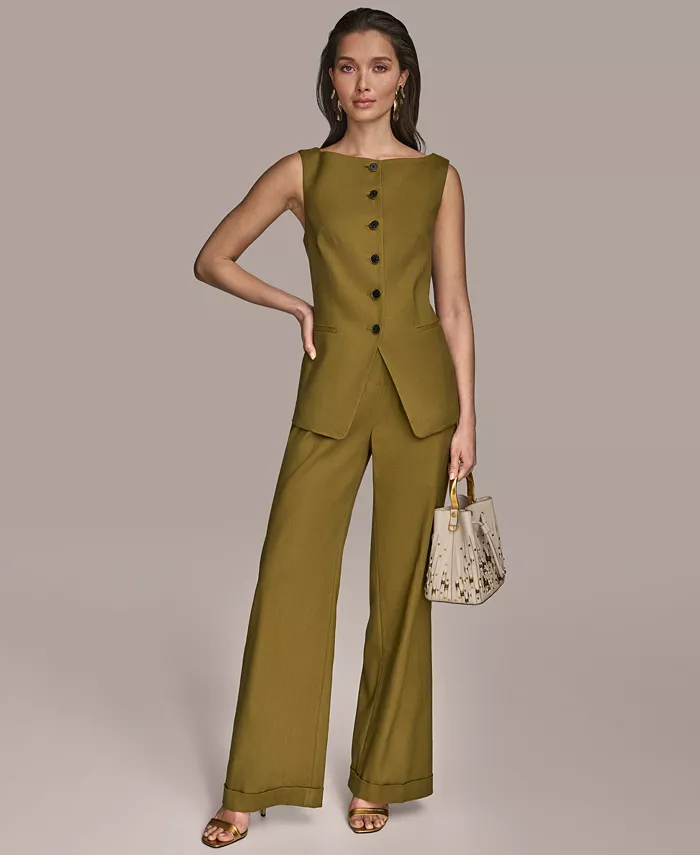 Alfani Donna Karan New York Women's Linen-Blend Vest Regular & Petite Women's Fashion Shoes & Accessories