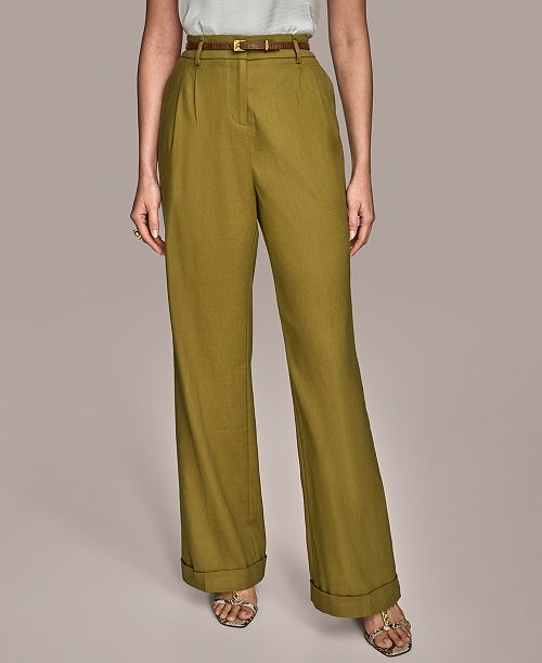 alfani Donna Karan New York Women's Linen-Blend Wide-Leg Pants Regular & Petite Women's Fashion Shoes & Accessories