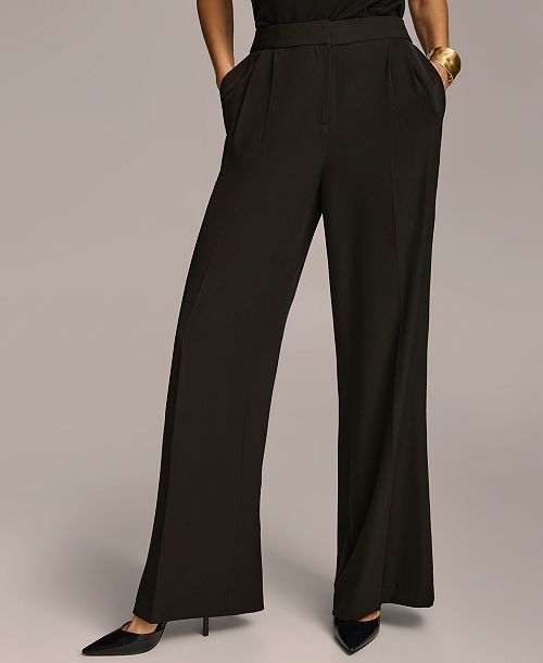 alfani Donna Karan New York Women's Pleat Front Wide Leg Pants Regular & Petite Sizes Women's Fashion Shoes & Accessories