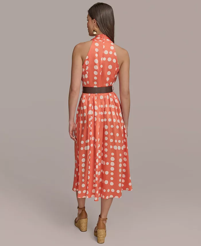 Alfani Donna Karan New York Women's Polka-Dot Belted A-Line Dress Women's Fashion Shoes & Accessories