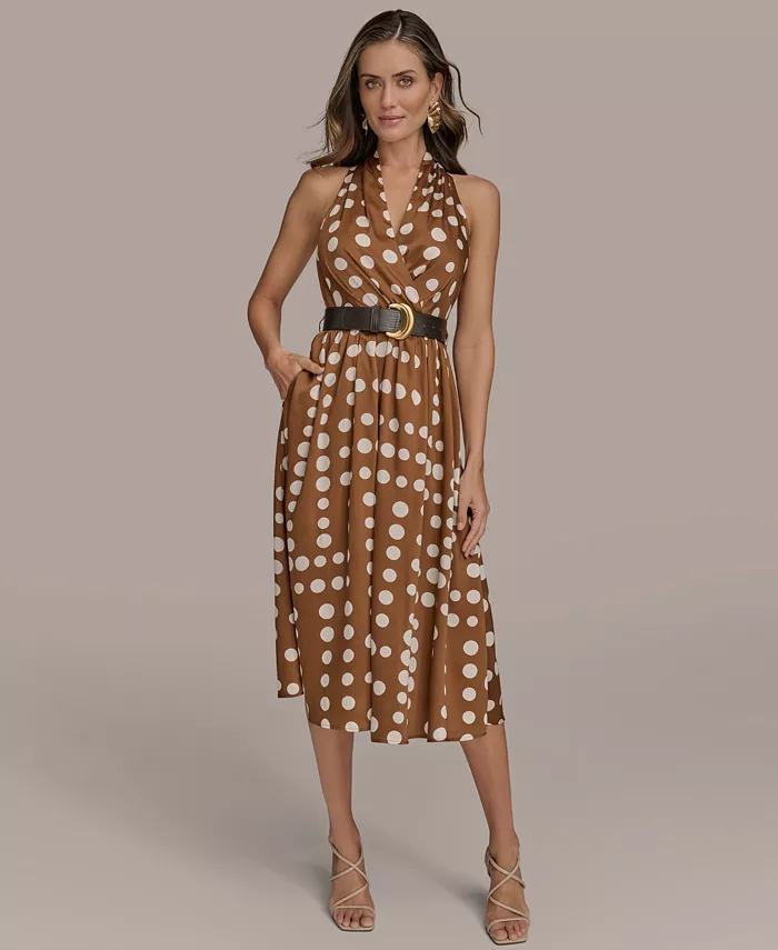 Alfani Donna Karan New York Women's Printed Belted Sleeveless Dress Women's Fashion Shoes & Accessories