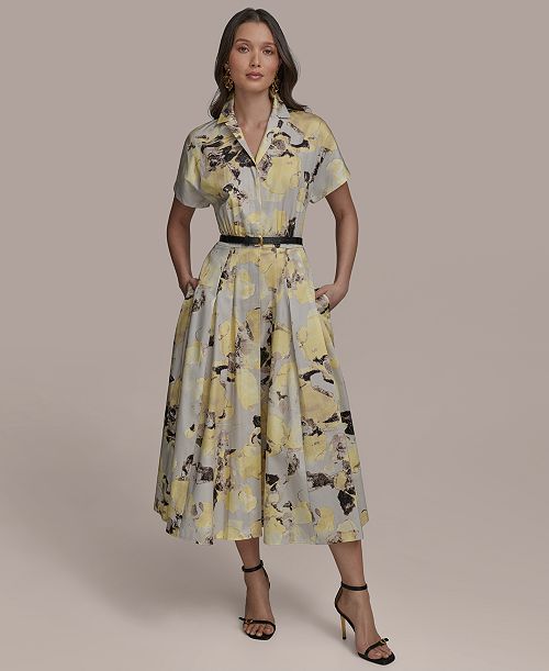 alfani Donna Karan New York Women's Printed Cotton Shirtdress Women's Fashion Shoes & Accessories