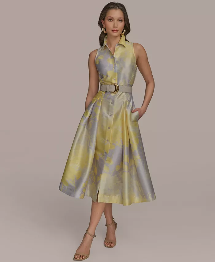 Alfani Donna Karan New York Women's Printed Fit & Flare Shirt Dress Women's Fashion Shoes & Accessories