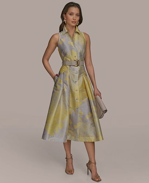 alfani Donna Karan New York Women's Printed Fit & Flare Shirt Dress Women's Fashion Shoes & Accessories