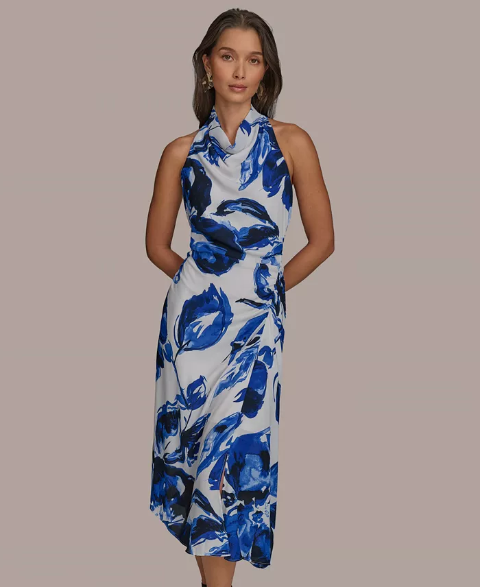 Alfani Donna Karan New York Women's Printed Mock-Neck Midi Dress Women's Fashion Shoes & Accessories