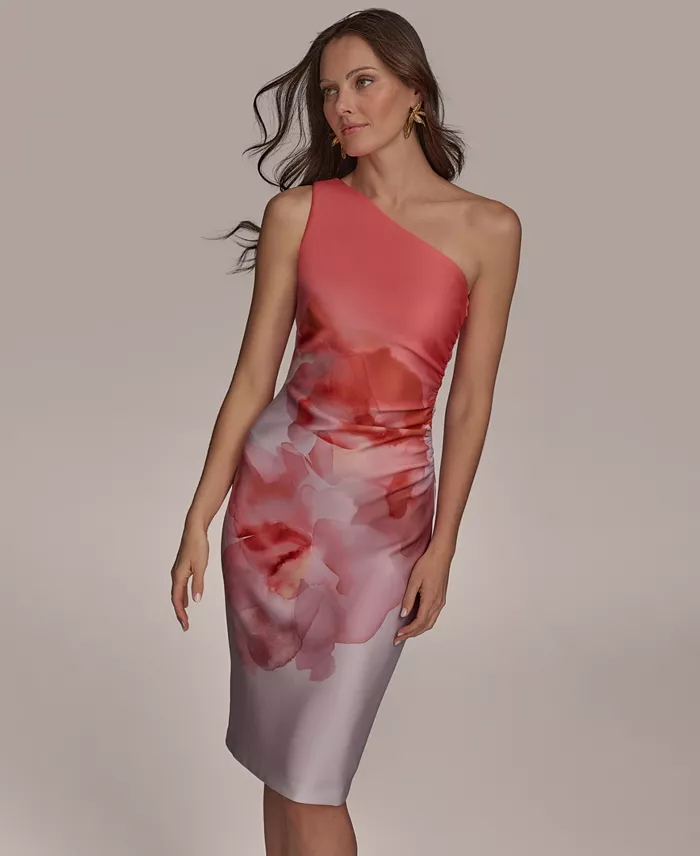 Alfani Donna Karan New York Women's Printed One-Shoulder Dress Women's Fashion Shoes & Accessories