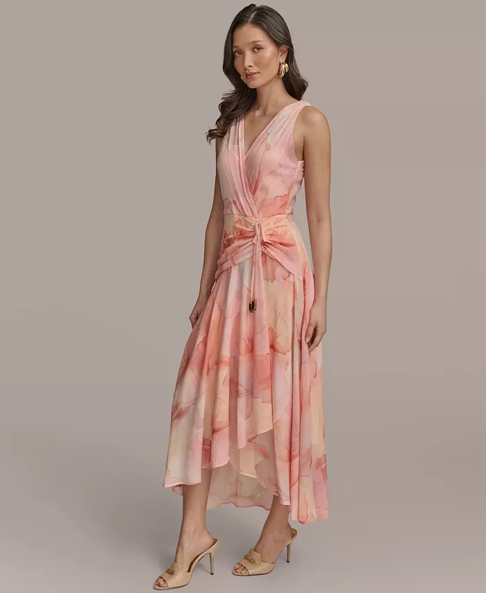 Alfani Donna Karan New York Women's Printed Ruched A-Line Dress Women's Fashion Shoes & Accessories