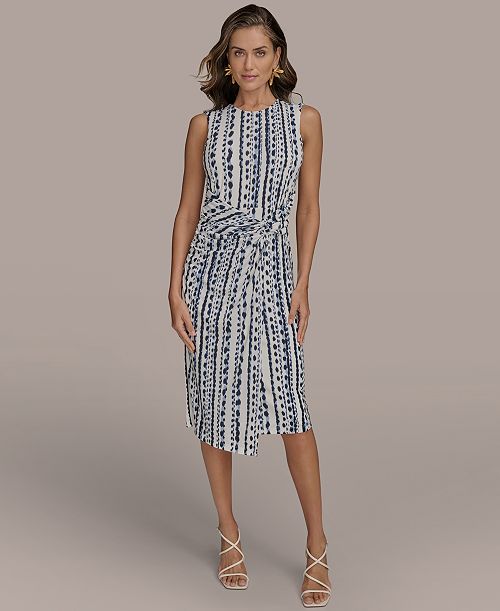 alfani Donna Karan New York Women's Printed Side-Twist Dress Women's Fashion Shoes & Accessories