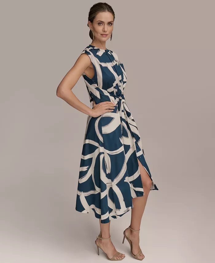 Alfani Donna Karan New York Women's Printed Tie-Front Dress Women's Fashion Shoes & Accessories