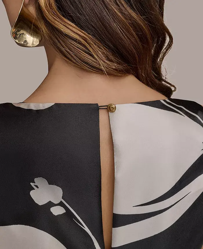 Alfani Donna Karan New York Women's Printed V-Neck Sleeveless Gown Women's Fashion Shoes & Accessories