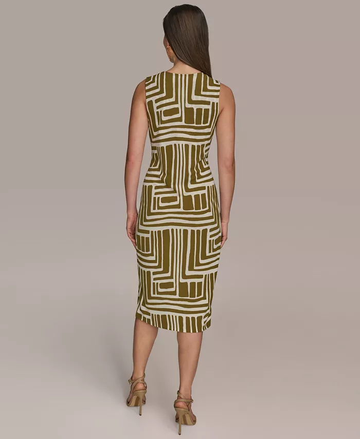 Alfani Donna Karan New York Women's Printed V-Neck Sleeveless Dress Women's Fashion Shoes & Accessories