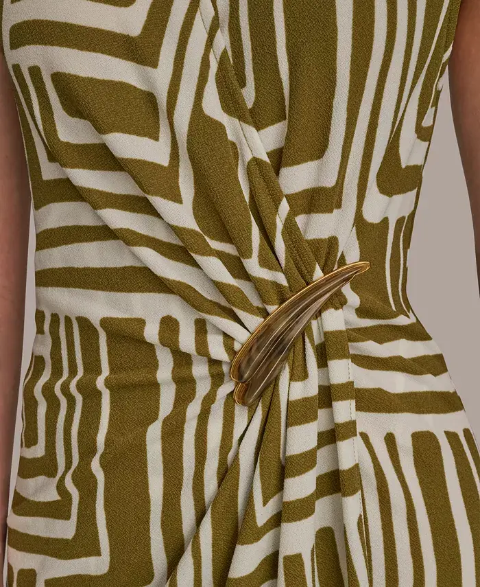 Alfani Donna Karan New York Women's Printed V-Neck Sleeveless Dress Women's Fashion Shoes & Accessories