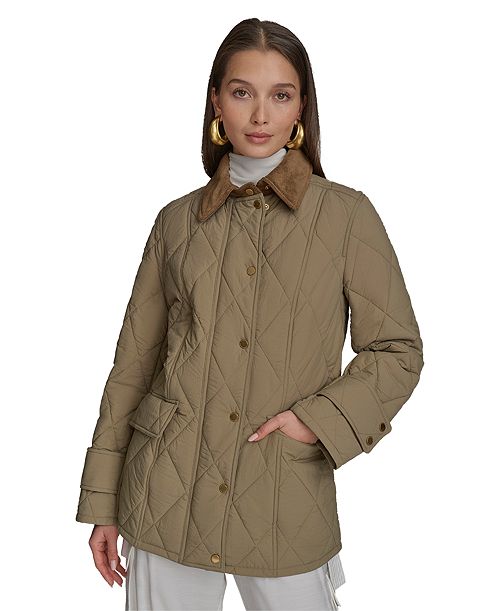 alfani Donna Karan New York Women's Quilted Barn Jacket Women's Fashion Shoes & Accessories