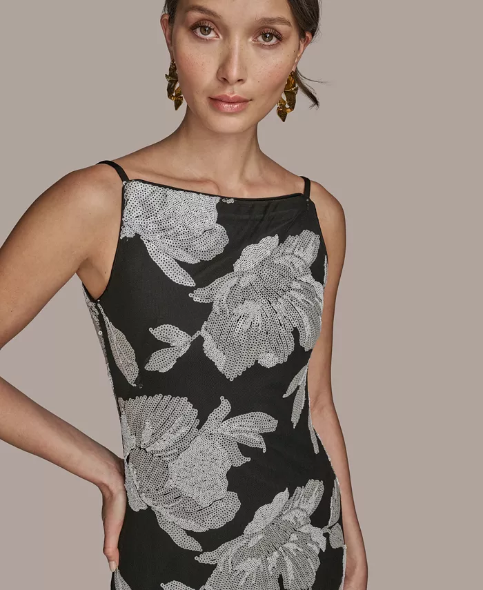 Alfani Donna Karan New York Women's Sequined Sleeveless Gown Women's Fashion Shoes & Accessories