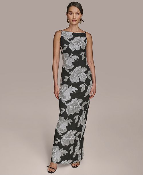 alfani Donna Karan New York Women's Sequined Sleeveless Gown Women's Fashion Shoes & Accessories