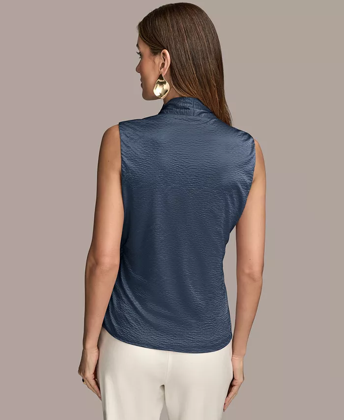 Alfani Donna Karan New York Women's Sleeveless Faux-Wrap Knit Top Women's Fashion Shoes & Accessories