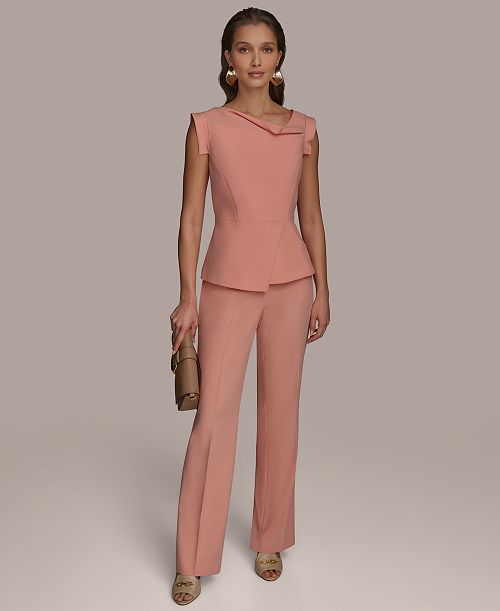 alfani Donna Karan New York Women's Structured Asymmetrical Top & Straight-Leg Pants Women's Fashion Shoes & Accessories