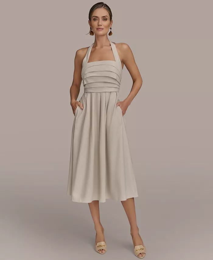 Alfani Donna Karan New York Women's Tie-Back Midi Dress Women's Fashion Shoes & Accessories