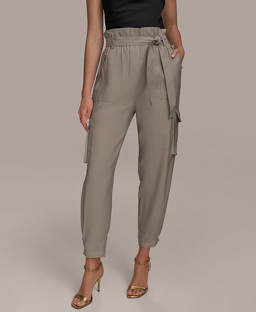 alfani Donna Karan New York Women's Tie Waist Cargo Pants Women's Fashion Shoes & Accessories