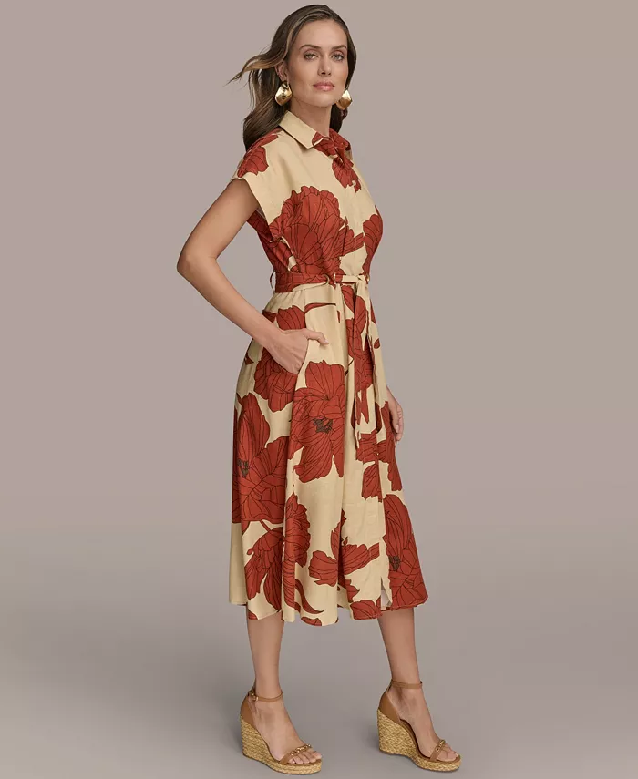 Alfani Donna Karan New York Women's Tie-Waist Shirtdress Women's Fashion Shoes & Accessories