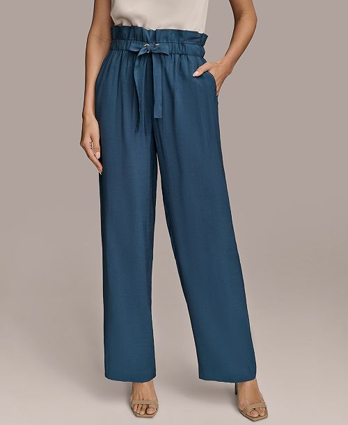 alfani Donna Karan New York Women's Tie Waist Wide-Leg Pants Women's Fashion Shoes & Accessories