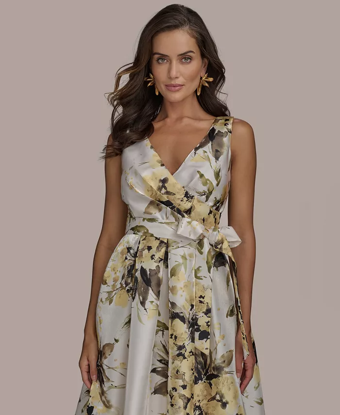 Alfani Donna Karan New York Women's V-Neck A-Line Midi Dress Women's Fashion Shoes & Accessories