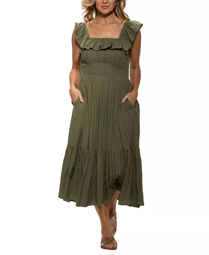 Alfani Dotti Women's Cotton On/Off-The-Shoulder Cover-Up Dress Women's Fashion Shoes & Accessories