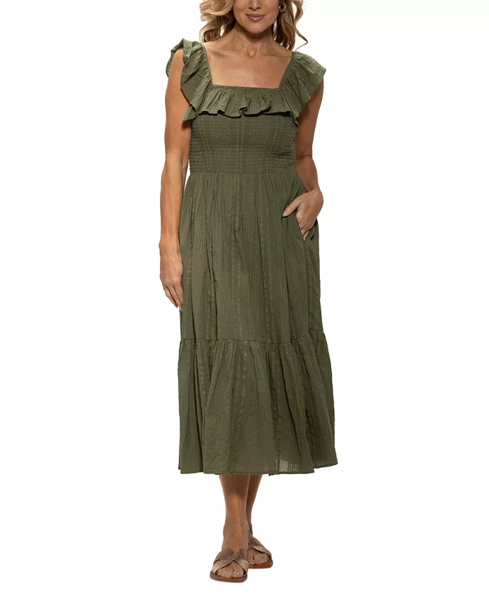 Alfani Dotti Women's Cotton On/Off-The-Shoulder Cover-Up Dress Women's Fashion Shoes & Accessories