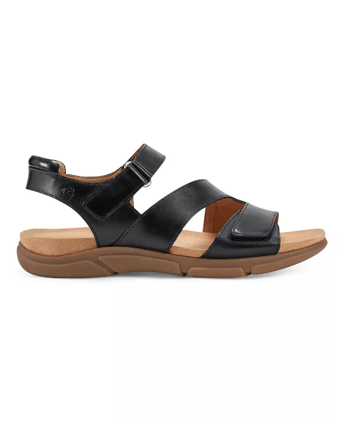 Alfani Easy Spirit Mavey Strappy Leather Open Toe Flat Sandals Women's Fashion Shoes & Accessories