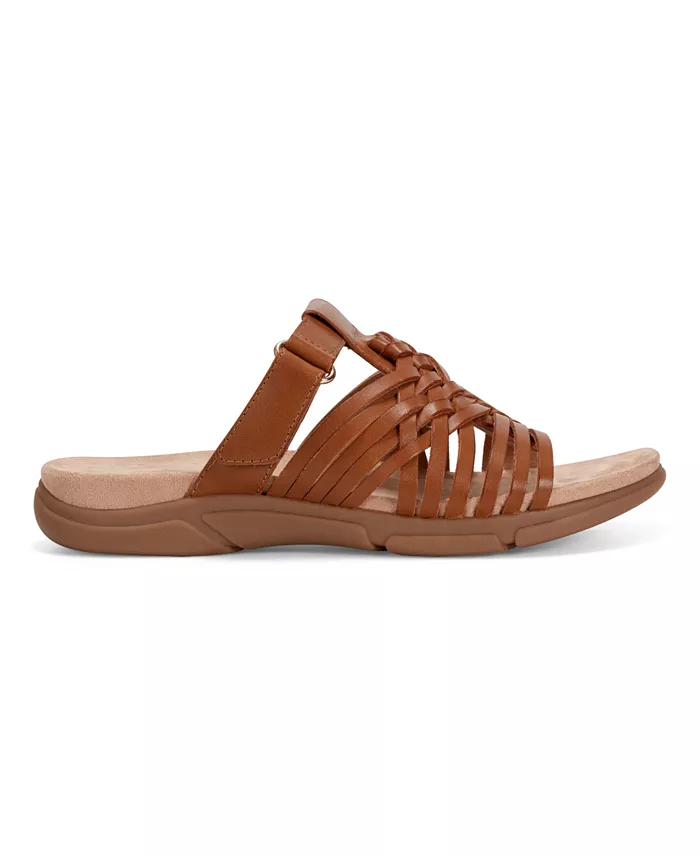 Alfani Easy Spirit Mindi Woven Flat Slide Sandals Leather Women's Fashion Shoes & Accessories
